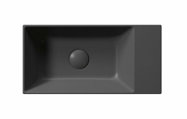 KUBE X keramické umývátko 50x25cm, bez otvoru, pravé/levé, černá mat