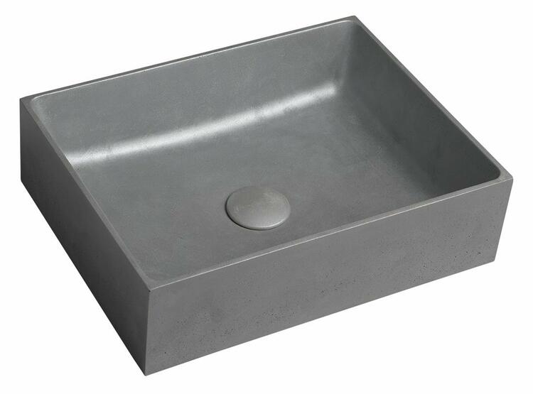 FORMIGO betonové umyvadlo na desku, 47,5x36,5cm, stříbrná mat