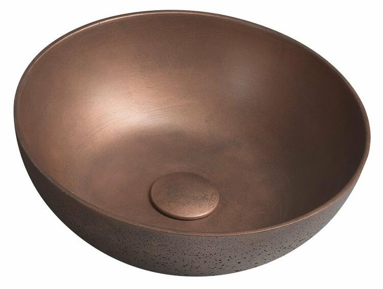FORMIGO betonové umyvadlo na desku, Ø 39cm, měď mat