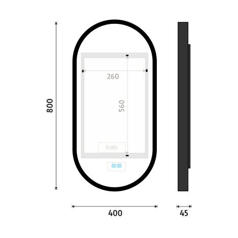 Černé oválné zrcadlo s led osvětlením 40×80 cm – Nimco ZPC 32002LVX-90