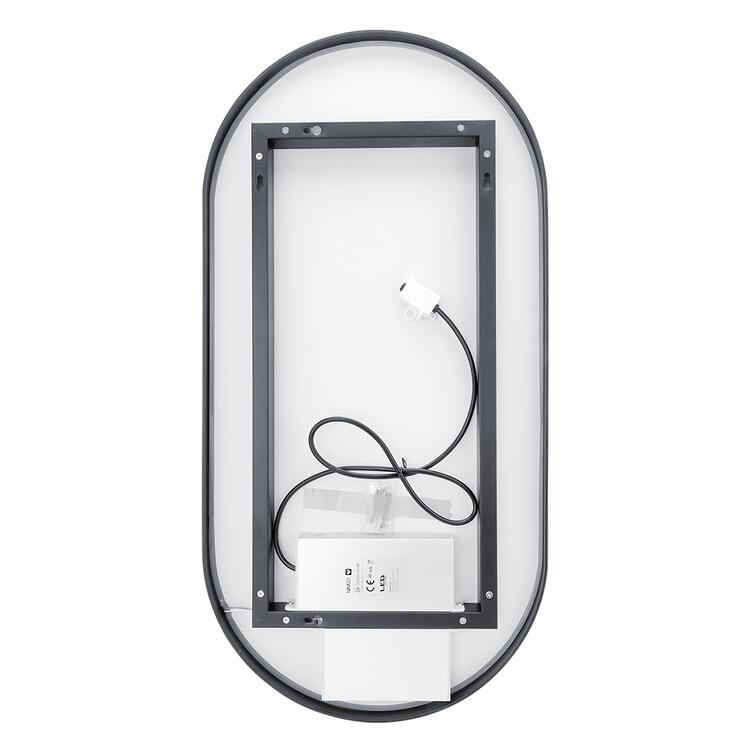 Černé oválné zrcadlo s led osvětlením 45×90 cm – Nimco ZPC 32003LVX-90