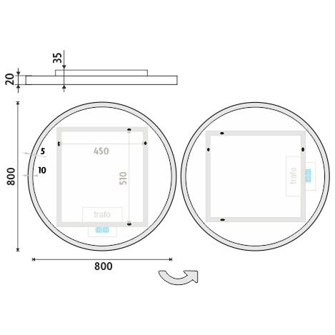 Bílé kulaté zrcadlo s led osvětlením průměr 80 cm – Nimco ZPB 28002RVX-05