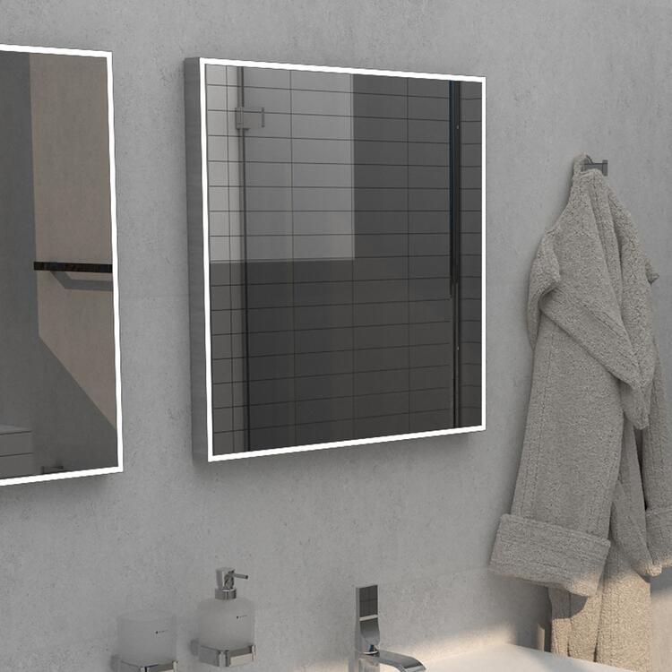 Černé zrcadlo s ostrými rohy s led osvětlením 60×60 cm – Nimco ZPC 13066VX-90