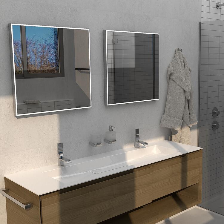 Černé zrcadlo s ostrými rohy s led osvětlením 60×60 cm – Nimco ZPC 13066VX-90