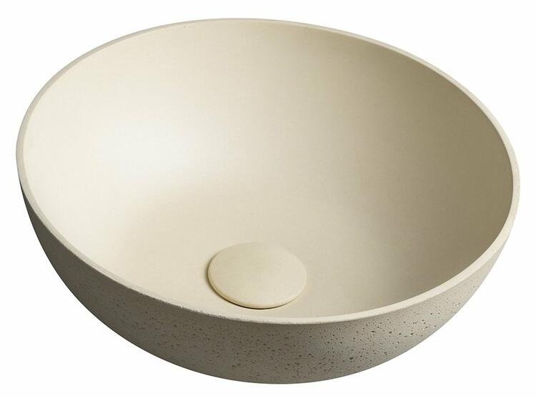 FORMIGO betonové umyvadlo na desku, Ø 39cm, žlutá mat
