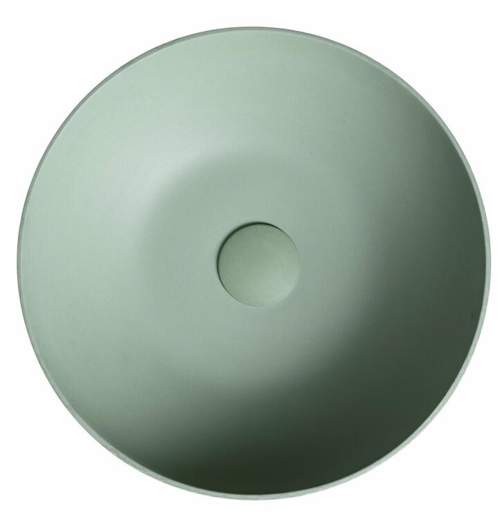 FORMIGO betonové umyvadlo na desku, Ø 39cm, zelená mat