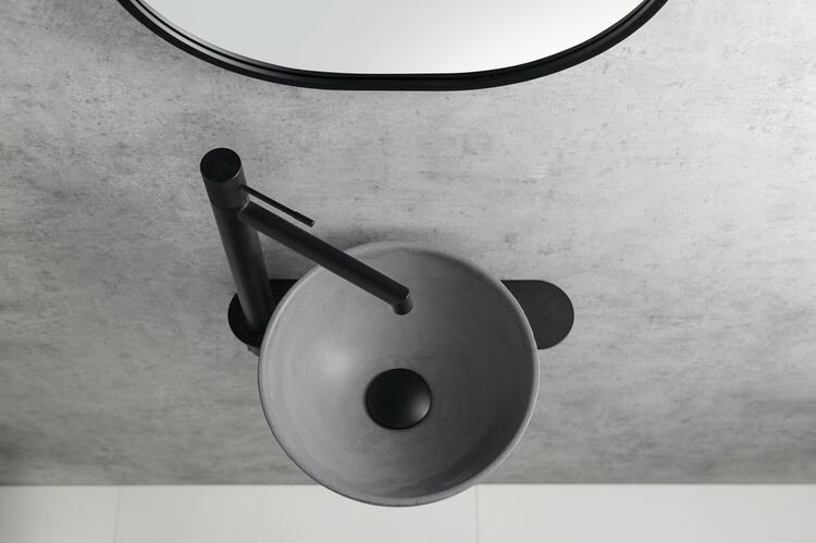 MINOR betonové umývátko na desku, Ø 26cm, šedá mat
