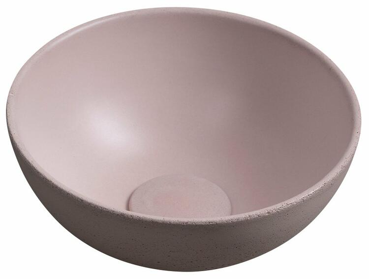 MINOR betonové umývátko na desku, Ø 26cm, růžová mat
