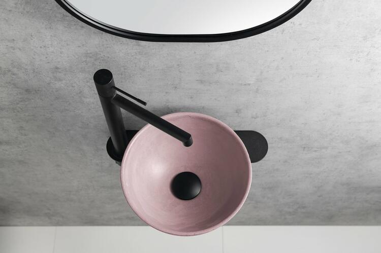 MINOR betonové umývátko na desku, Ø 26cm, růžová mat