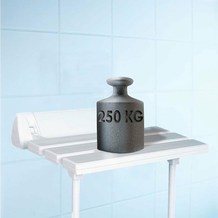 HANDICAP sklopné sedátko do sprchového koutu s podpěrou, 51x23cm, bílá
