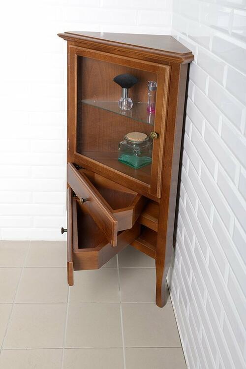 Rohová skříňka s prosklenými dvířky RETRO buk – SAPHO RETRO 1701