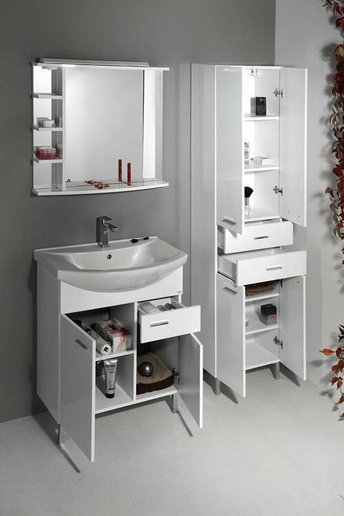 Vysoká skříňka bílá - AQUALINE ZOJA 51291