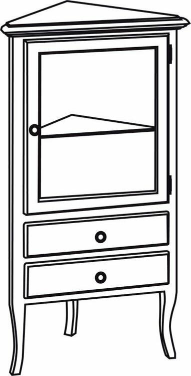 Rohová skříňka s prosklenými dvířky RETRO starobílá – SAPHO RETRO 1717