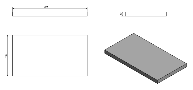 AVICE deska pod umyvadlo 90x50cm, tl.5cm, dub Rover