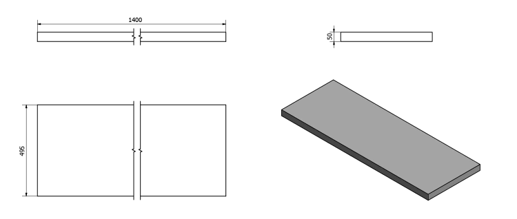 AVICE deska pod umyvadlo 140x50cm, tl.5cm, dub Rover