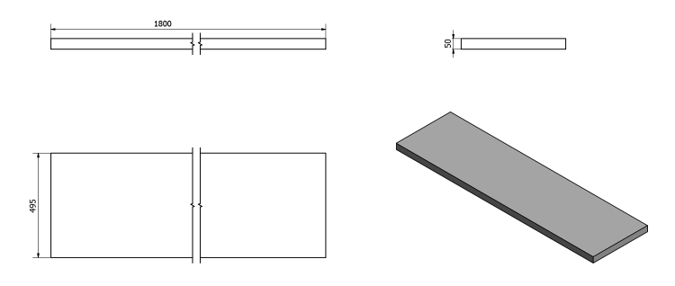 AVICE deska pod umyvadlo 180x50cm, tl.5cm, dub Rover