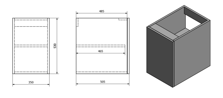 TREOS skříňka spodní dvířková 35x53x50,5cm, pravá/levá, bílá mat