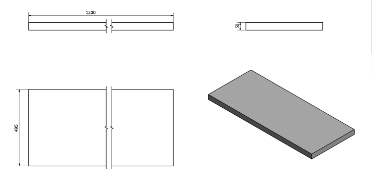 AVICE deska pod umyvadlo 120x50cm, tl.5cm, old wood