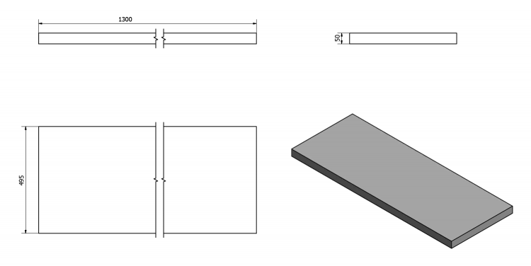AVICE deska pod umyvadlo 130x50cm, tl.5cm, old wood