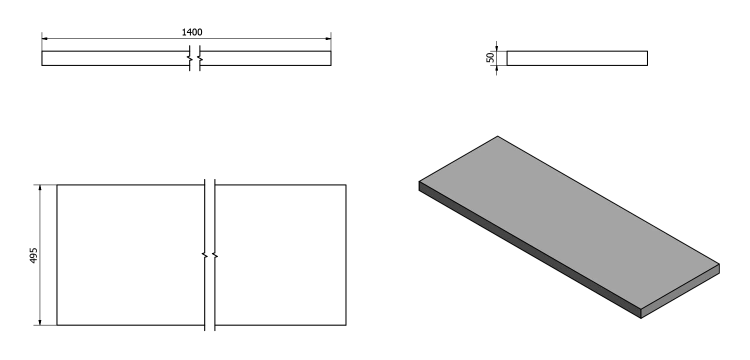 AVICE deska pod umyvadlo 140x50cm, tl.5cm, old wood