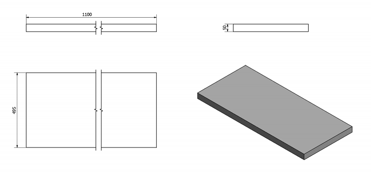 AVICE deska pod umyvadlo 110x50cm, tl.5cm, dub tmavý