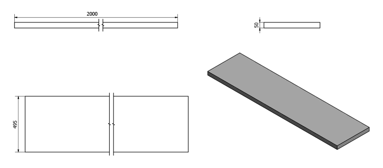 AVICE deska pod umyvadlo 200x50cm, tl.5cm, dub tmavý