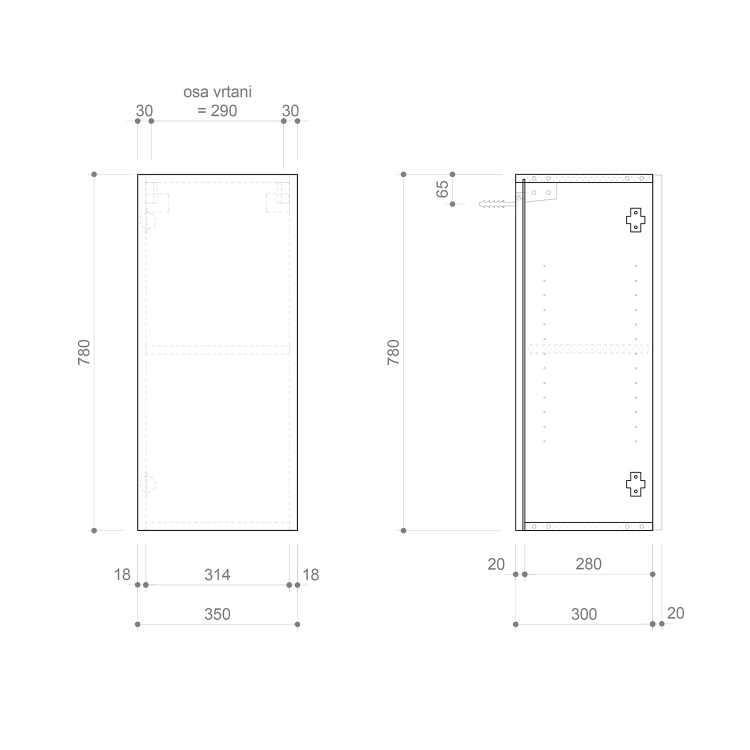Skříňka s dvířkami 35×78×32 cm L/P bílý lesk – Sapho Espace ESC630-3030