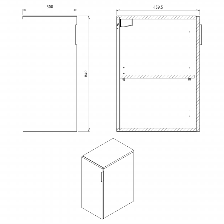 Skříňka s dvířkami L/P borovice – Sapho CIRASA CR301-1616