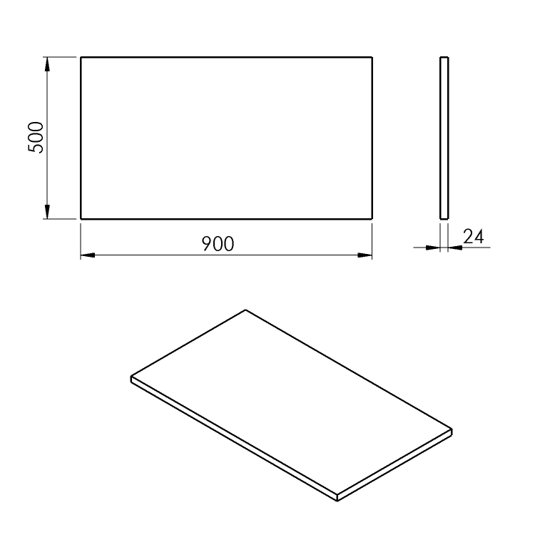 PLATO deska Rockstone 900x24x500mm, bílá mat