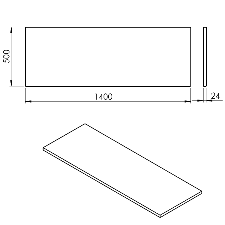 PLATO deska Rockstone 1400x24x500mm, bílá mat