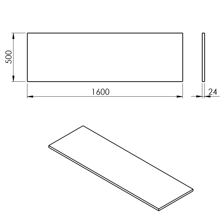 PLATO deska Rockstone 1600x24x500mm, bílá mat