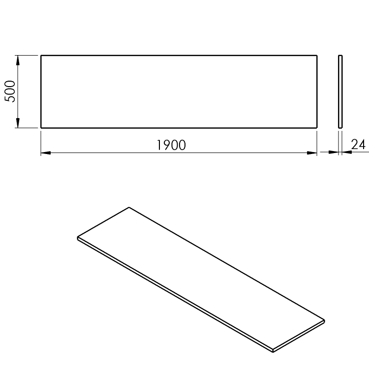 PLATO deska Rockstone 1900x24x500mm, bílá mat