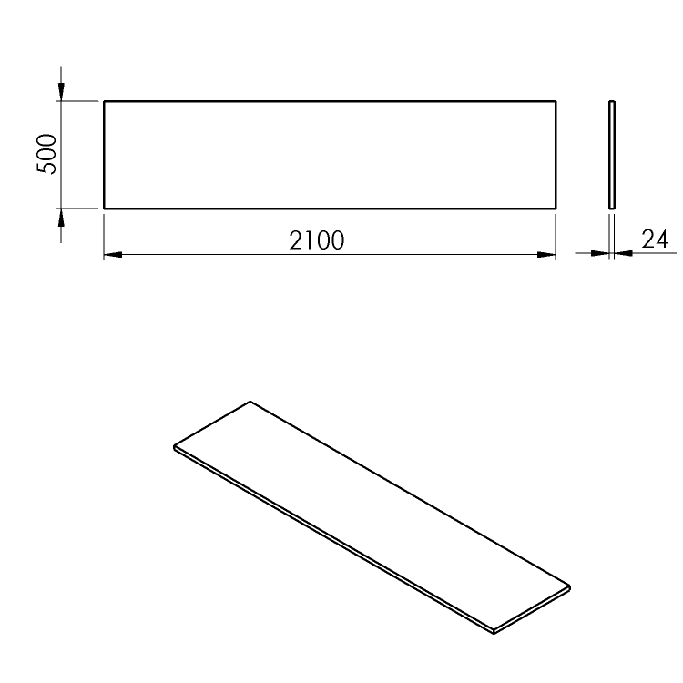 PLATO deska Rockstone 2100x24x500mm, bílá mat