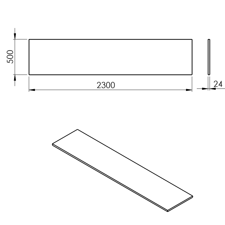PLATO deska Rockstone 2300x24x500mm, bílá mat