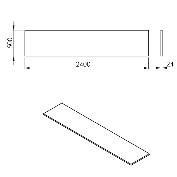 PLATO deska Rockstone 2400x24x500mm, bílá mat
