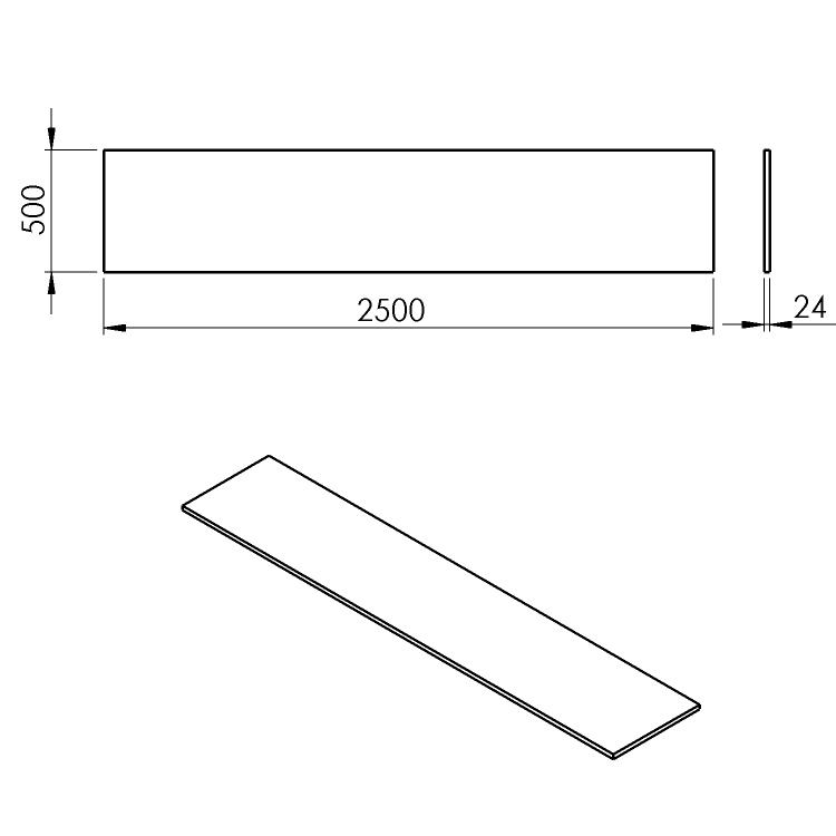 PLATO deska Rockstone 2500x24x500mm, bílá mat