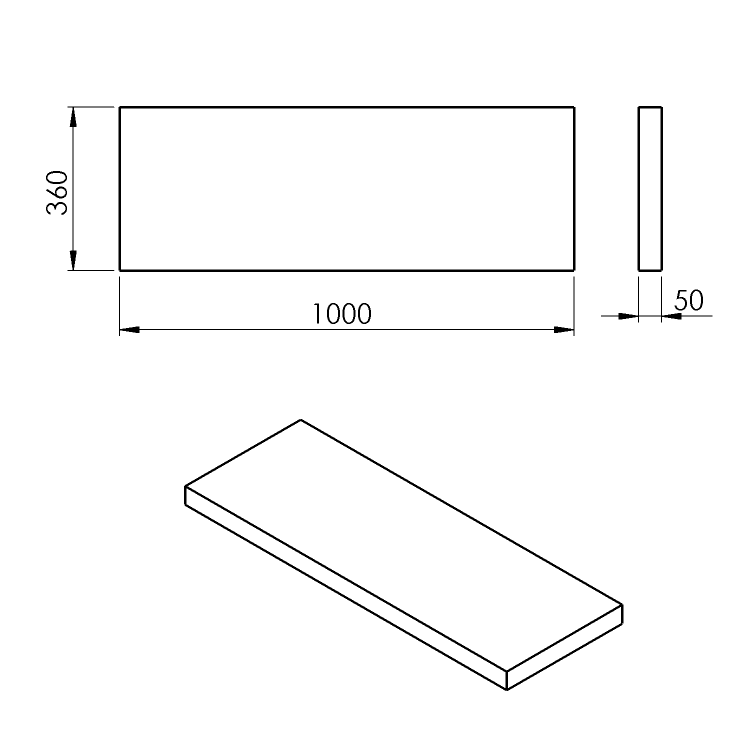 AVICE deska pod umyvadlo 100x36cm, tl.5cm, štípaný kámen