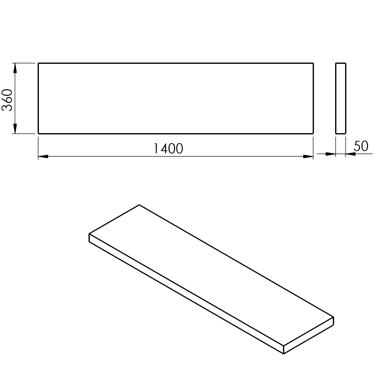 AVICE deska pod umyvadlo 140x36cm, tl.5cm, dub tmavý