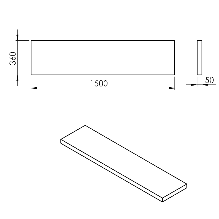 AVICE deska pod umyvadlo 150x36cm, tl.5cm, šedý kámen