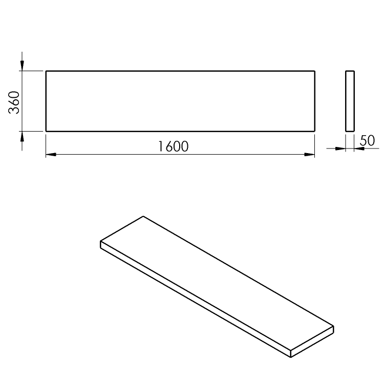 AVICE deska pod umyvadlo 160x36cm, tl.5cm, dub Rover