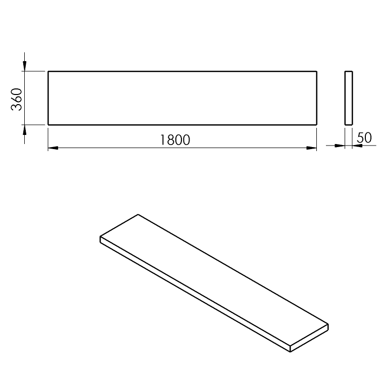 AVICE deska pod umyvadlo 180x36cm, tl.5cm, dub Rover