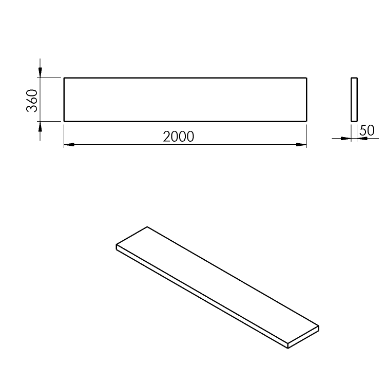 AVICE deska pod umyvadlo 200x36cm, tl.5cm, dub Rover