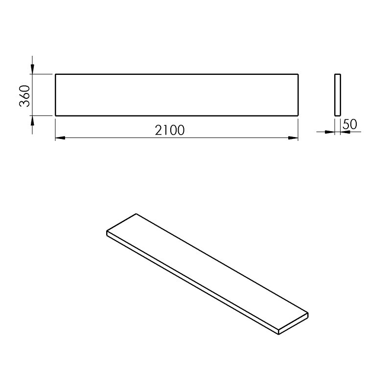AVICE deska pod umyvadlo 210x36cm, tl.5cm, dub Rover