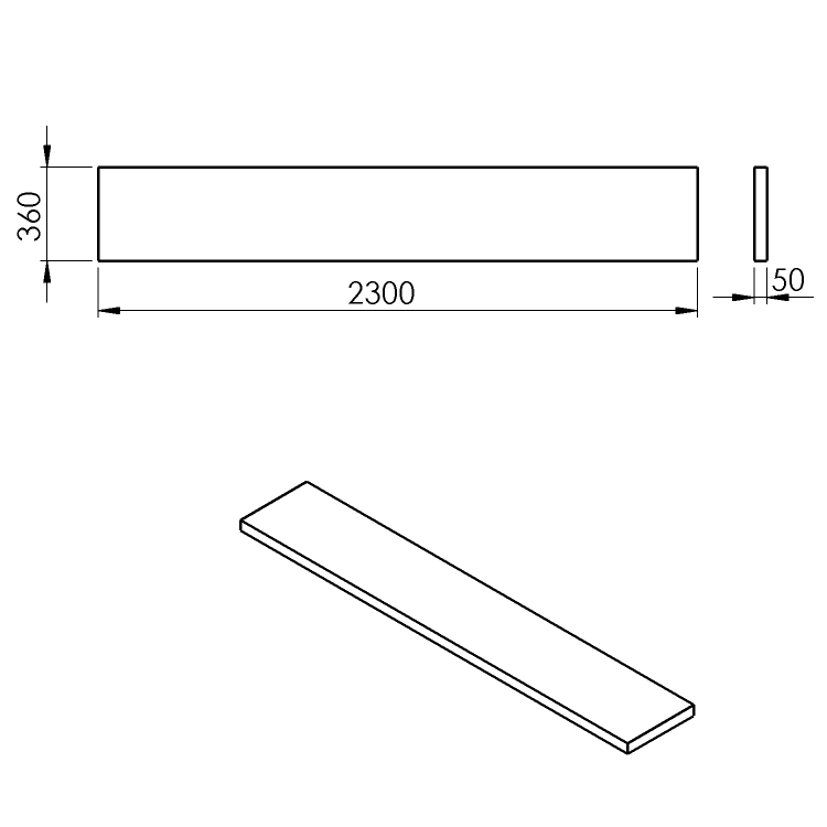 AVICE deska pod umyvadlo 230x36cm, tl.5cm, old wood