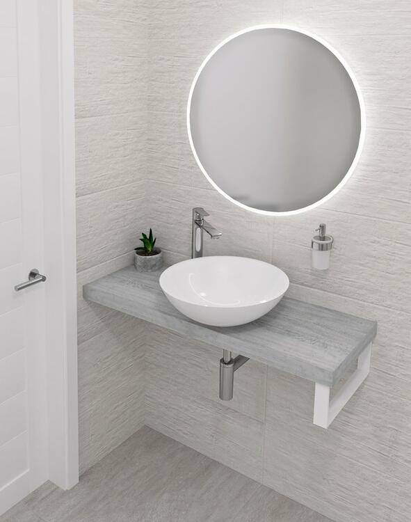 AVICE deska pod umyvadlo 250x36cm, tl.5cm, dub starobílý