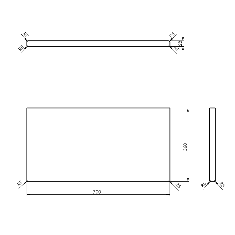 WOODY deska 700x28x360mm, masiv přírodní dub