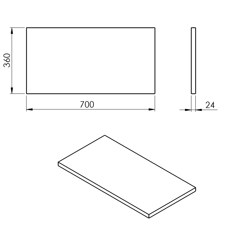 PLATO deska Rockstone 700x24x360mm, bílá mat