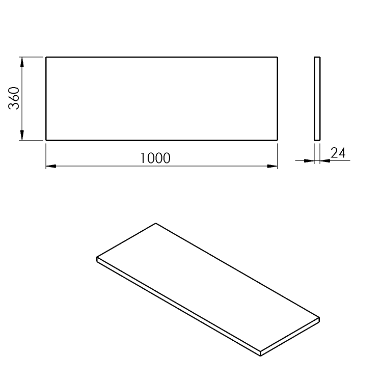 PLATO deska Rockstone 1000x24x360mm, bílá mat