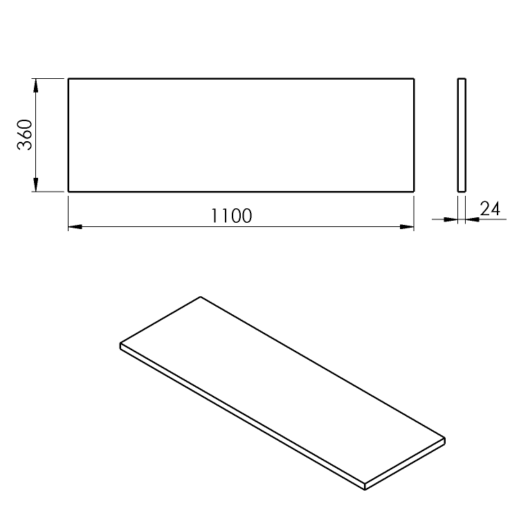 PLATO deska Rockstone 1100x24x360mm, bílá mat