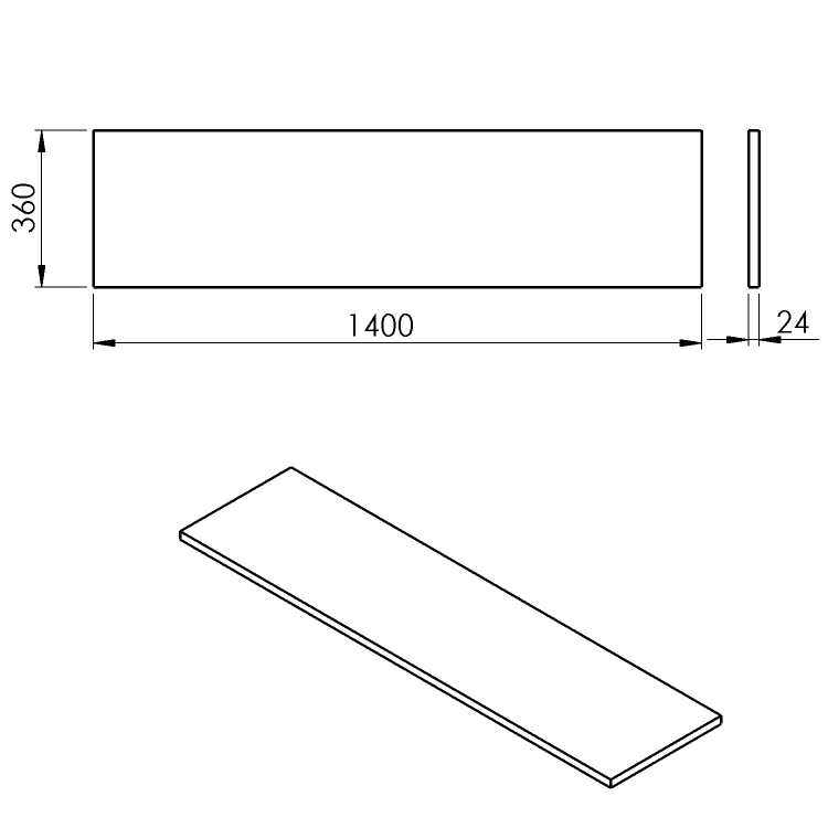 PLATO deska Rockstone 1400x24x360mm, bílá mat